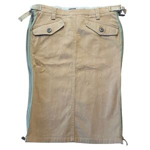 WEBER Khaki Cargo Style Zip Skirt Size 40 Women's Knee Length Utility